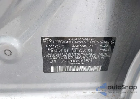 2016 Hyundai Elantra Se from USA, damaged, VIN 5NPDH4AEXGH665691